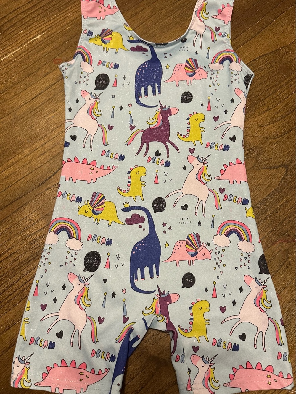 Unicorn & Dinosaur Printed Leotard- Pastel Multicolor
